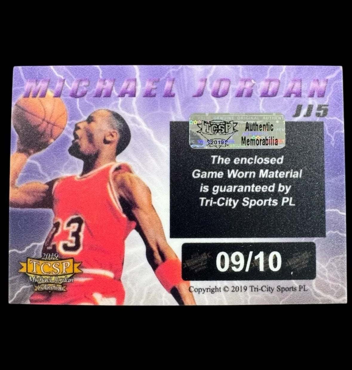 2019 Tri City Sports Michael Jordan Game Worn Red Patch 9/10