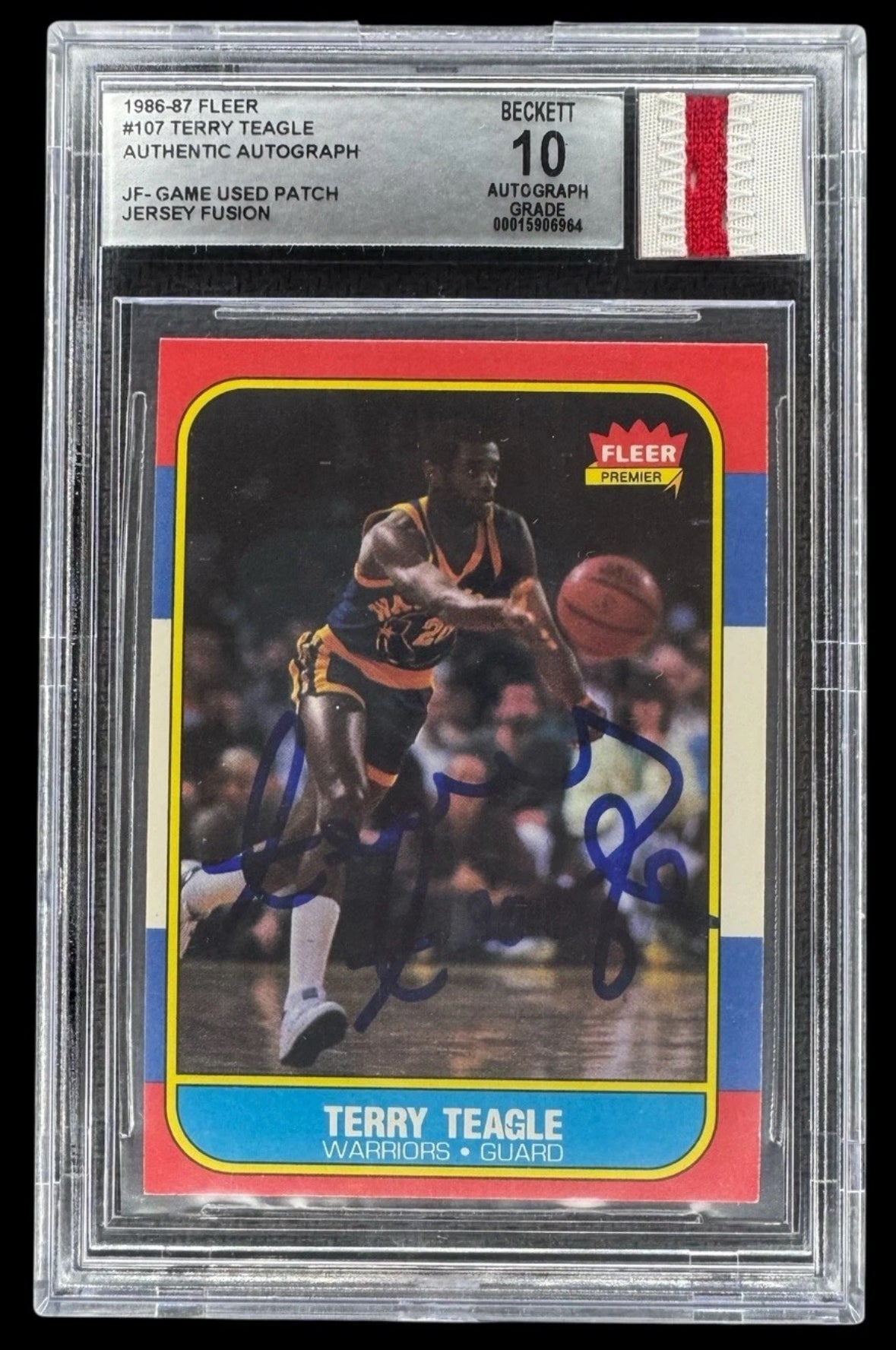 1986-87 Fleer Jersey Fusion - Terry Teagle #107 - Authentic Auto (Beckett 10)