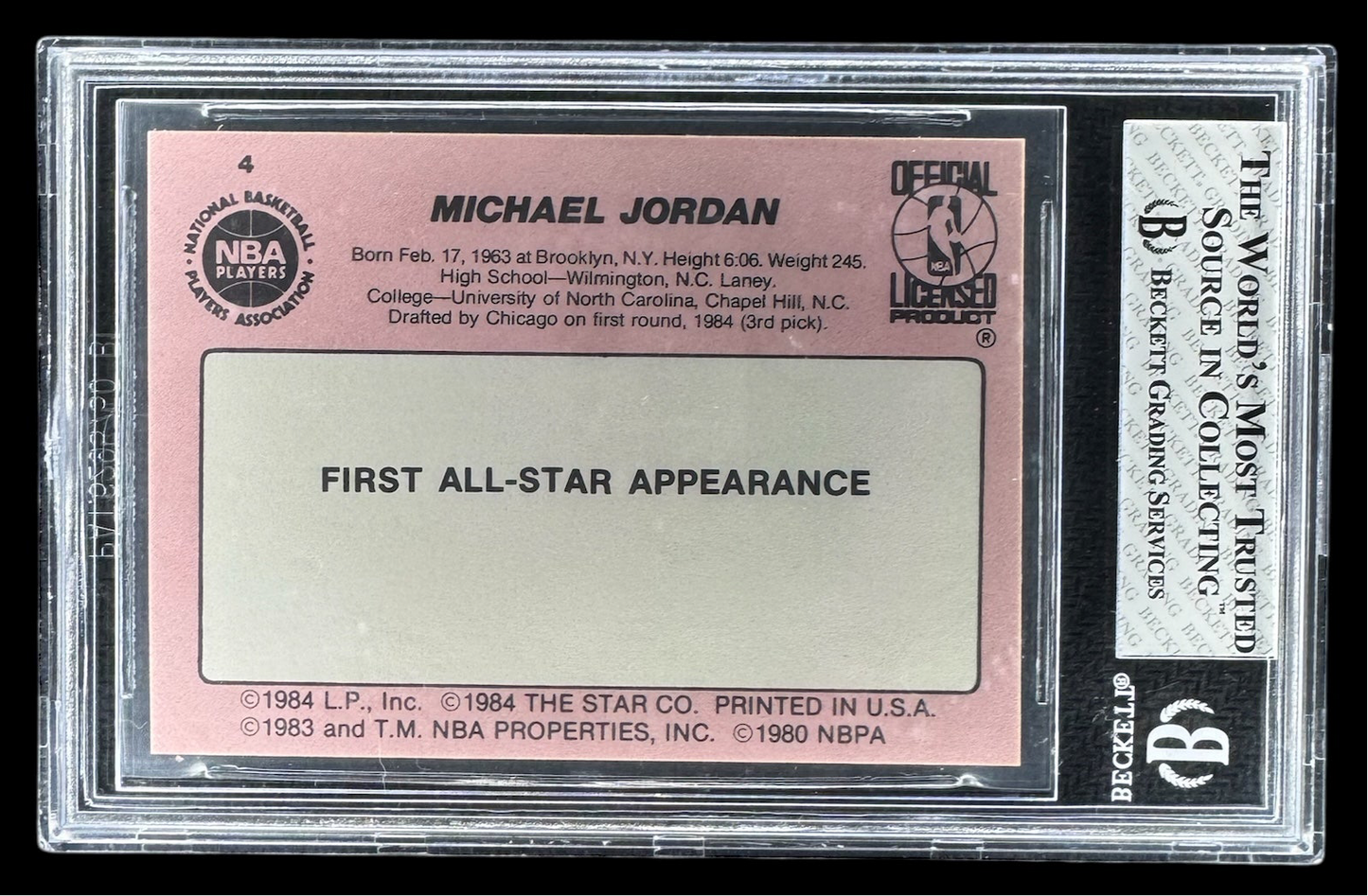 1985 Star Crunch'n'Munch All-Stars #4 Michael Jordan RC Rookie BGS 8 NM-MT BULLS