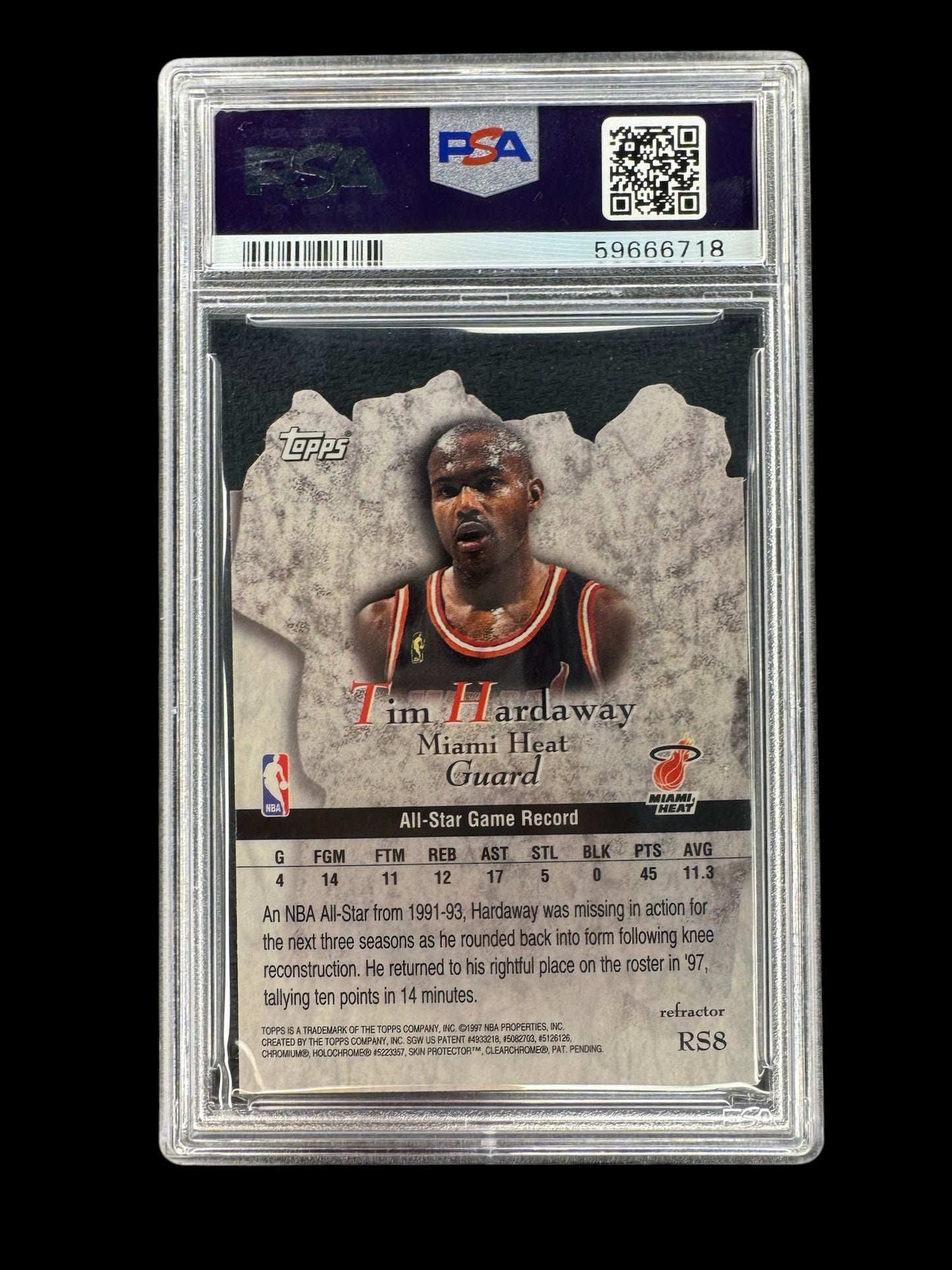 1997-98 Topps Rock Stars Refractor Tim Hardaway PSA 9 Miami Heat