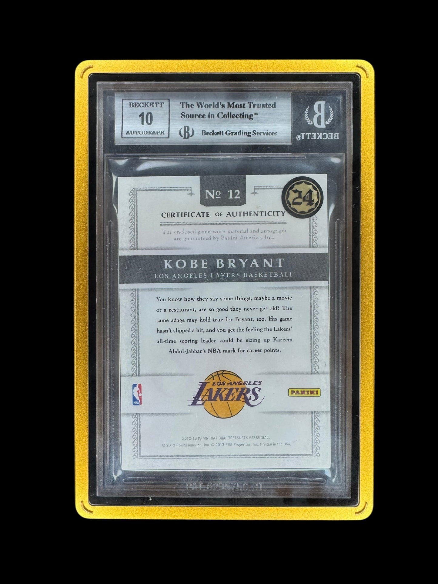 2012-13 National Treasures Timeline Materials Signatures Kobe Bryant BGS 9/10
