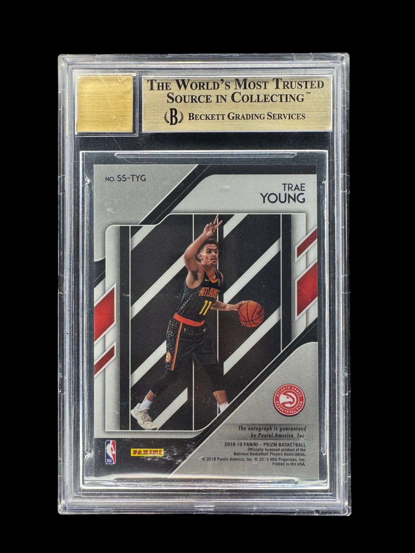 2018-19 Prizm Trae Young Sensational Signatures Rookie Auto #65 BGS 9.5/10