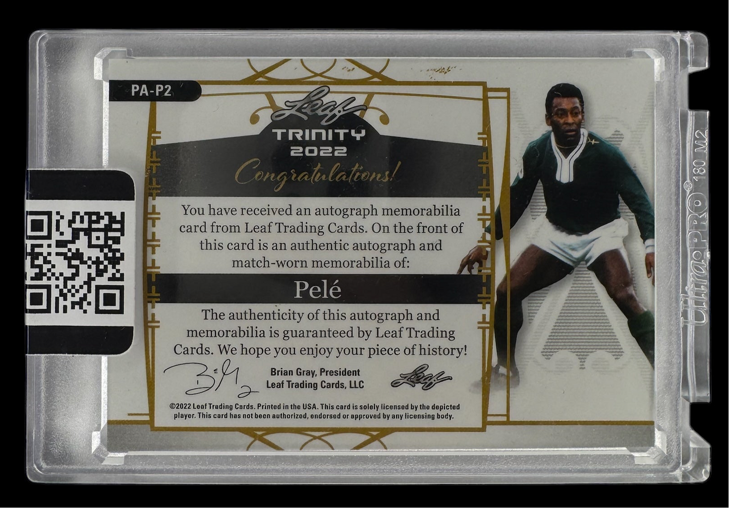 2022 Leaf Trinity Soccer Pele Match-Worn Patch AUTO /4 🔥Stunning Patch🔥