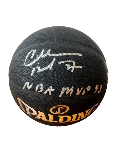 CHARLES BARKLEY In Scripted Limited Edition Black Spalding Basketball #/100