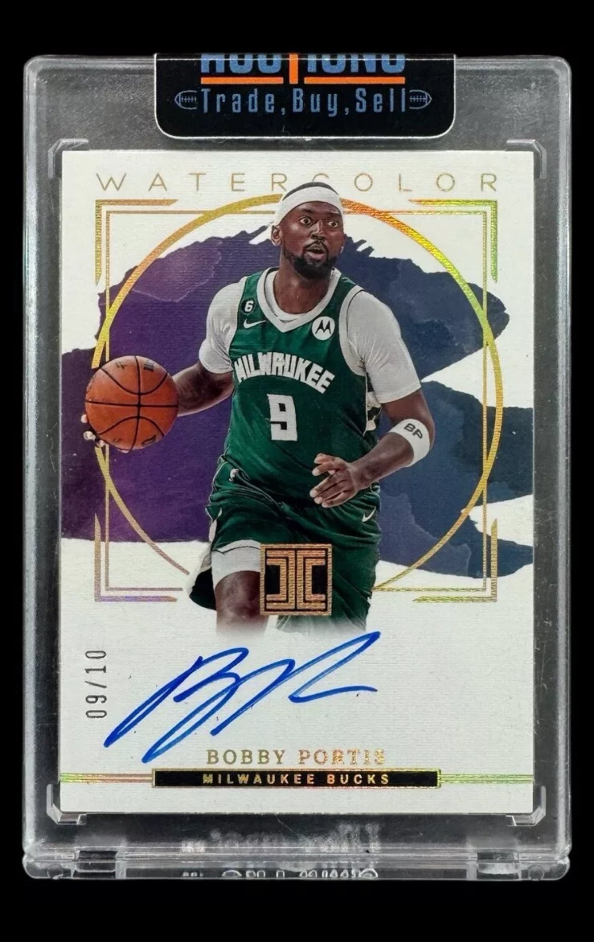 2022-23 Panini Impeccable Bobby Portis Gold #/10 Watercolor Signatures WVS-BBP