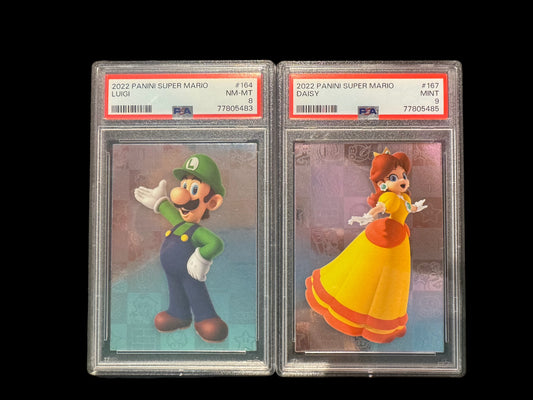 2022 Panini Super Mario Luigi PSA 8 & Daisy PSA 9 Silver Card