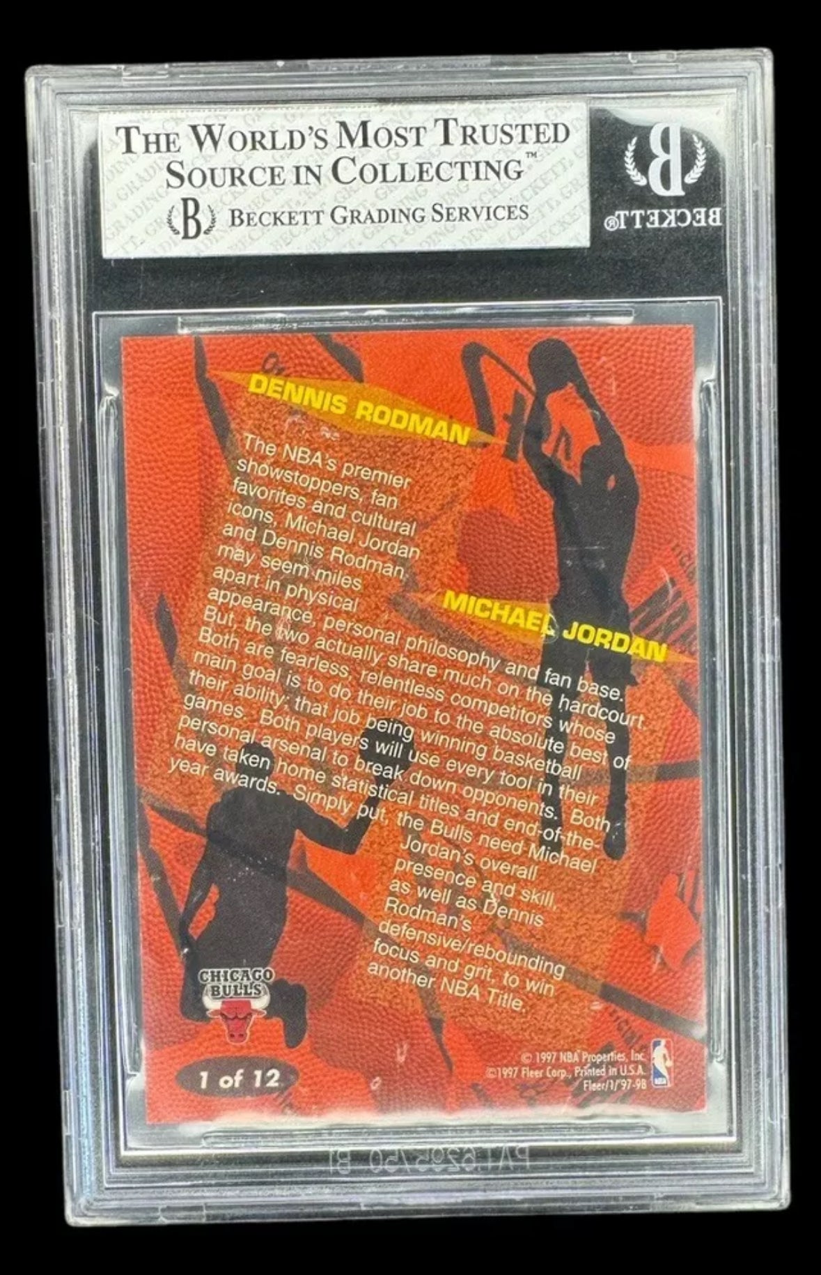 MICHAEL JORDAN DENNIS RODMAN 1997/98 FLEER #1 GAME BREAKERS BULLS SP BGS 8 NM-MT
