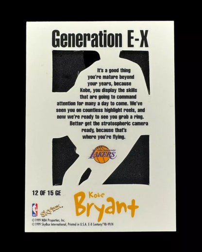 Kobe Bryant 1999 SKYBOX GENERATION E-X CENTURY DIE-CUT Card #12GE  LAKERS