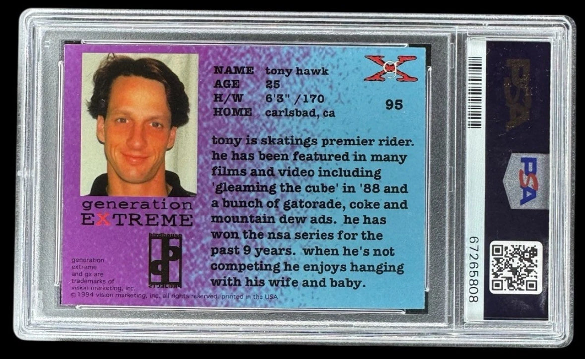 ⭐️ TONY HAWK 1994 GENERATION EXTREME #95 PSA 9 MINT SKATEBOARDING RC CARD 🔥