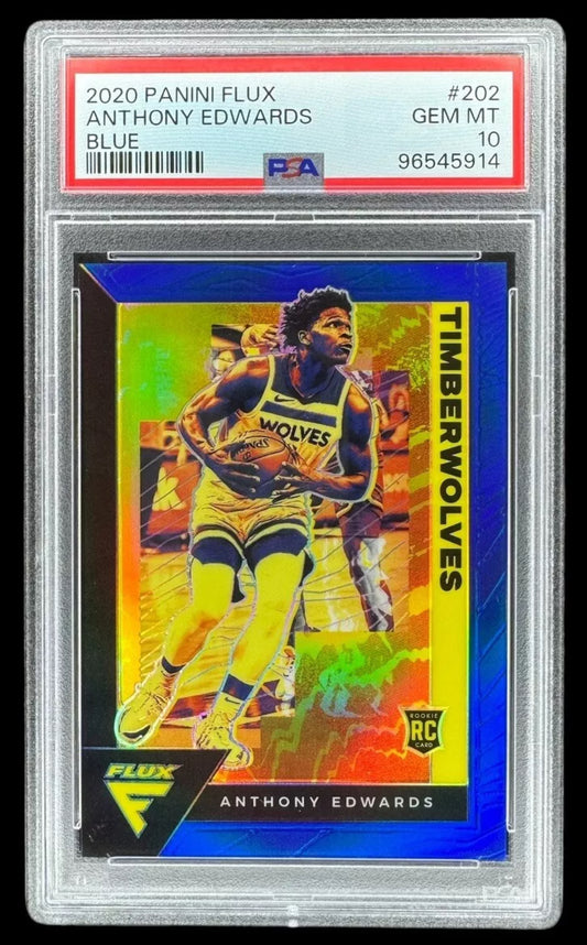 2020 Panini Flux Anthony Edwards /99 Blue Rookie Card! PSA 10