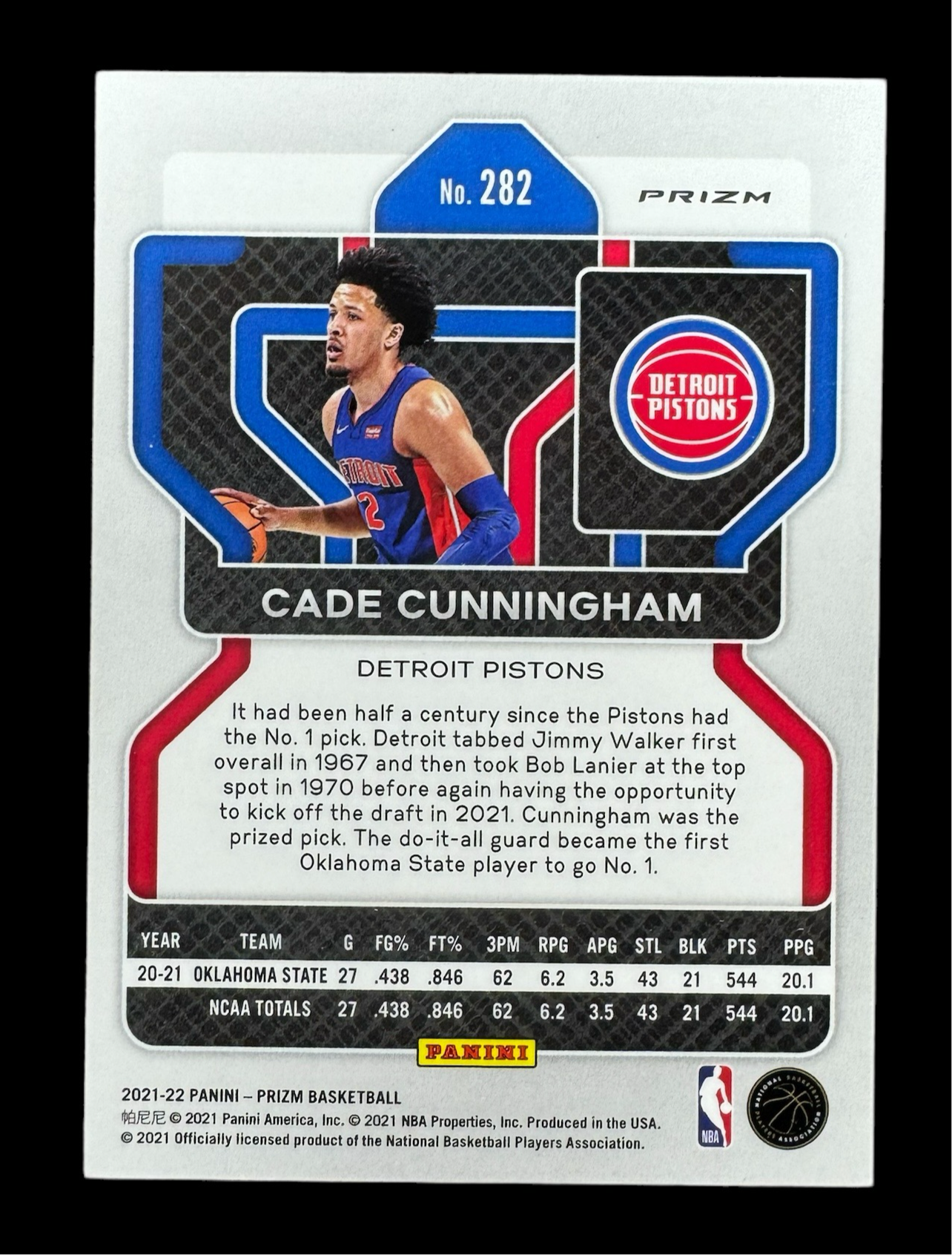 2021-22 Prizm Cade Cunningham NBA 75th Anniversary Prizm Rookie RC #282 Pistons