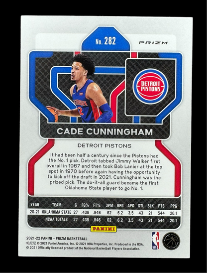 2021-22 Prizm Cade Cunningham NBA 75th Anniversary Prizm Rookie RC #282 Pistons