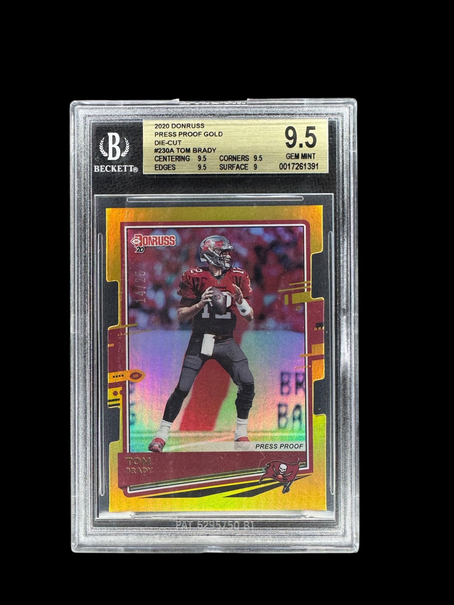 2020 Panini Donruss Tom Brady /25 Gold Die Cut Press Proof BGS 9.5 (POP 1)