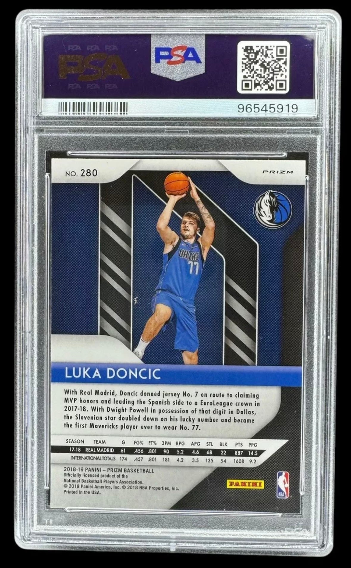 2018-19 Panini Prizm Luka Doncic Green Prizm Rookie Card RC #280 Mavericks PSA 10