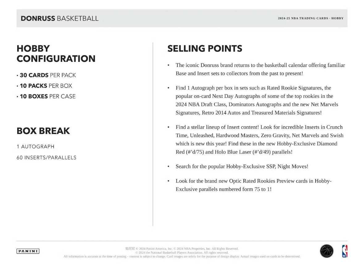 2024-25 Panini Donruss Basketball Hobby Box 1 AUTO PER BOX!