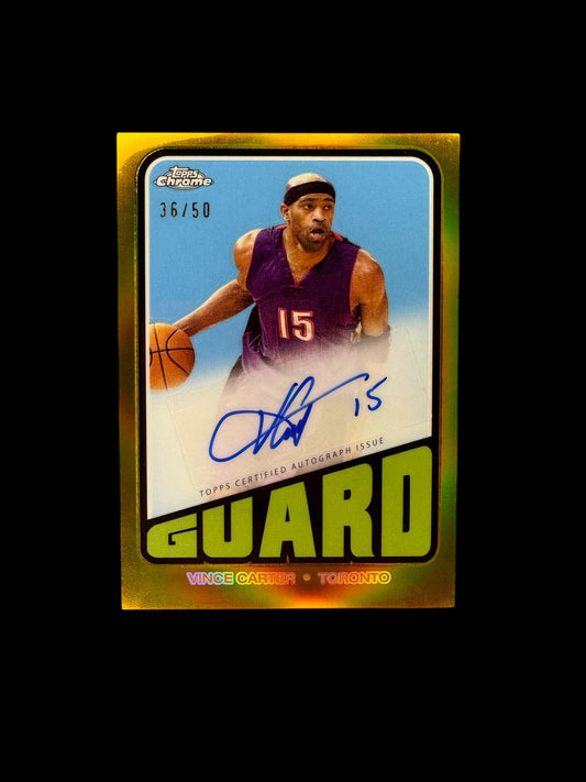 2023-24 Topps Chrome Basketball Vince Carter /50 Gold Auto Autograph 1972 Card