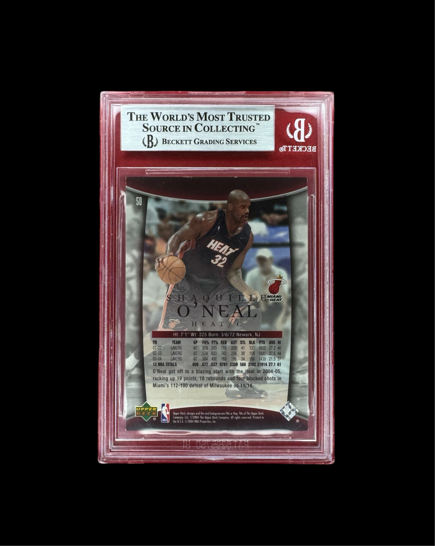 2004-05 UPPER DECK TRILOGY GOLD SHAQUILLE O'NEAL #50 #/100 BGS 8.5