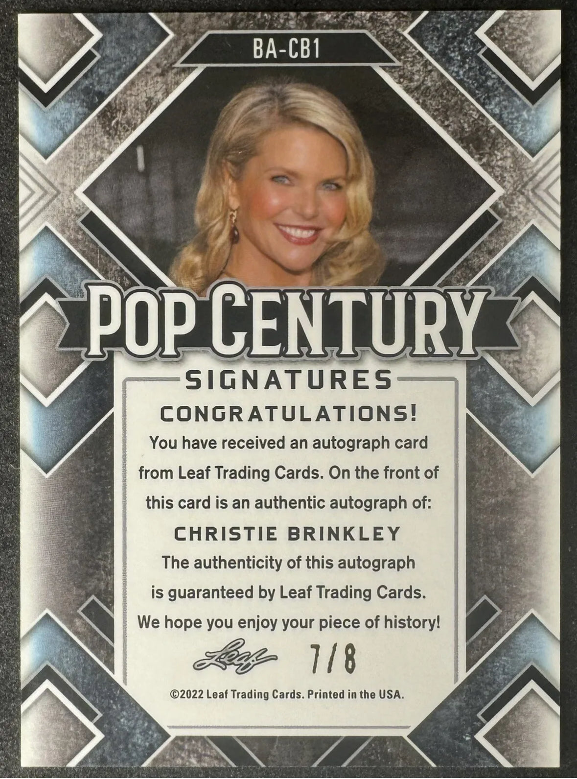 2022 Leaf Pop Century Metal Wave Pink Christie Brinkley Auto /8