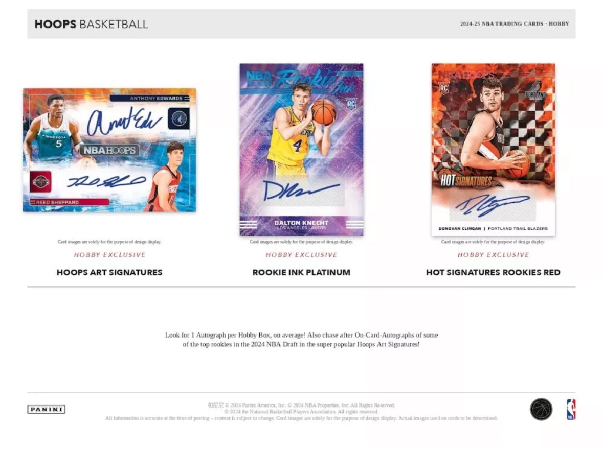 2024-25 PANINI NBA HOOPS BASKETBALL FACTORY SEALED HOBBY BOX