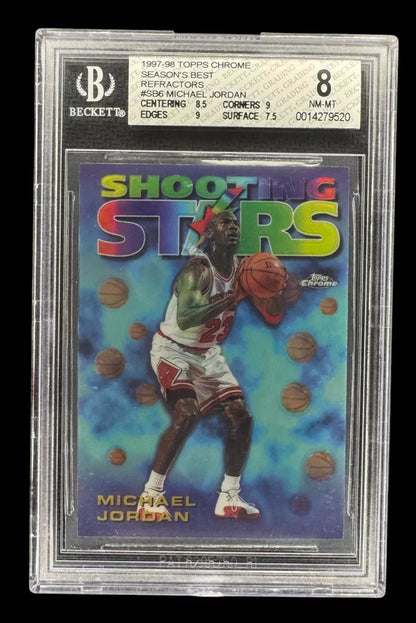1997 Topps Chrome  Michael Jordan Shooting Stars Season’s Best Refractor  BGS 8