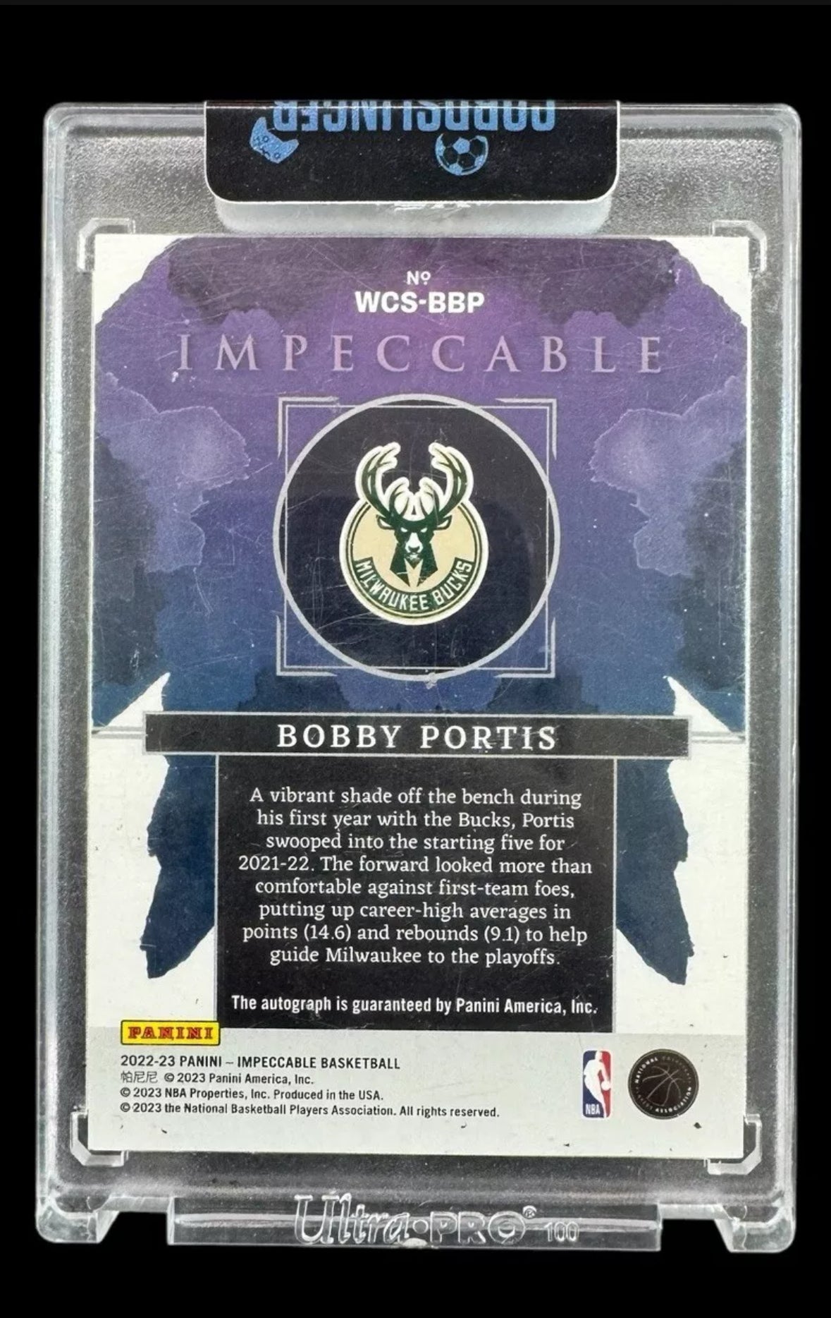 2022-23 Panini Impeccable Bobby Portis Gold #/10 Watercolor Signatures WVS-BBP