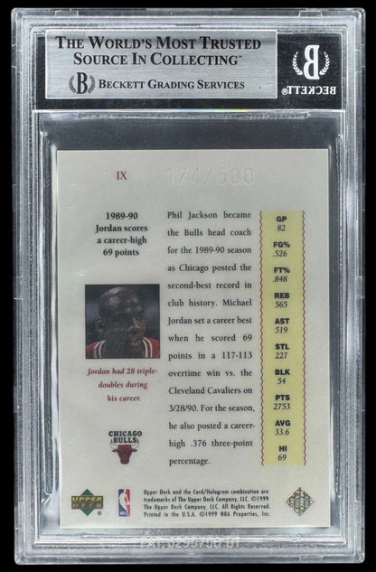 1999-00 UPPER DECK MJ MASTER COLL Michael Jordan #9 #/500 BULLS BGS 8.5
