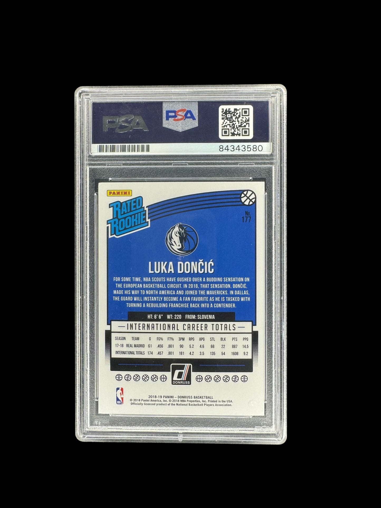 2018-19 Donruss Rated Rookie Luka Doncic RC PSA/DNA AUTHENTICATED AUTO