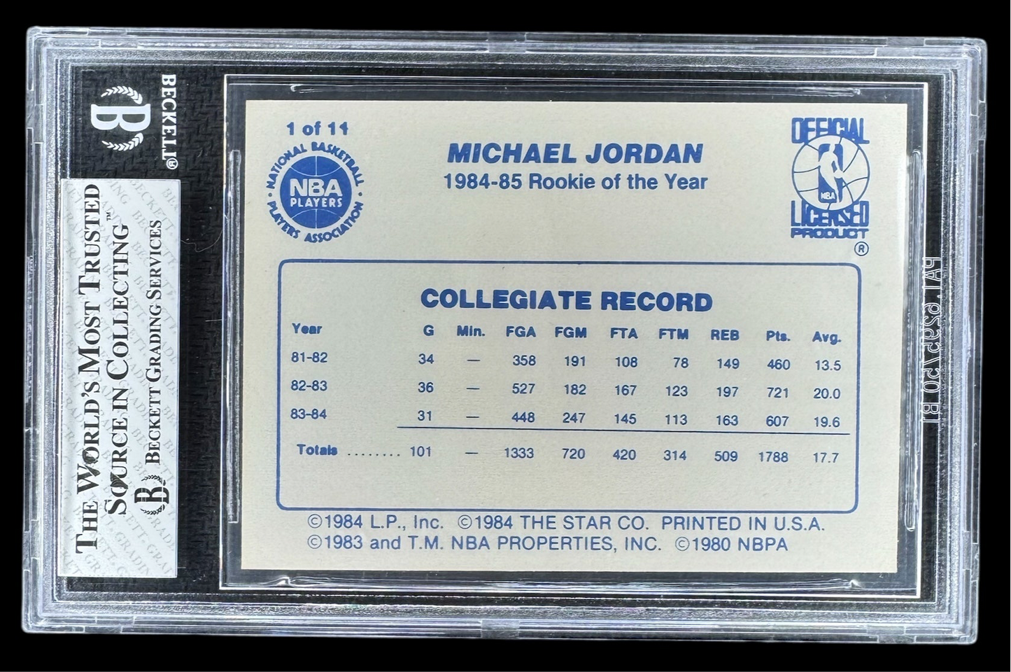 Michael Jordan 1985 Star Last 11 ROY’s Rookie BGS 8 📈🐐💥