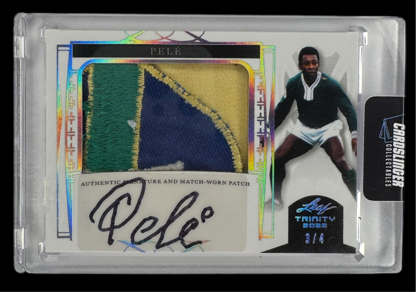 2022 Leaf Trinity Soccer Pele Match-Worn Patch AUTO /4 🔥Stunning Patch🔥