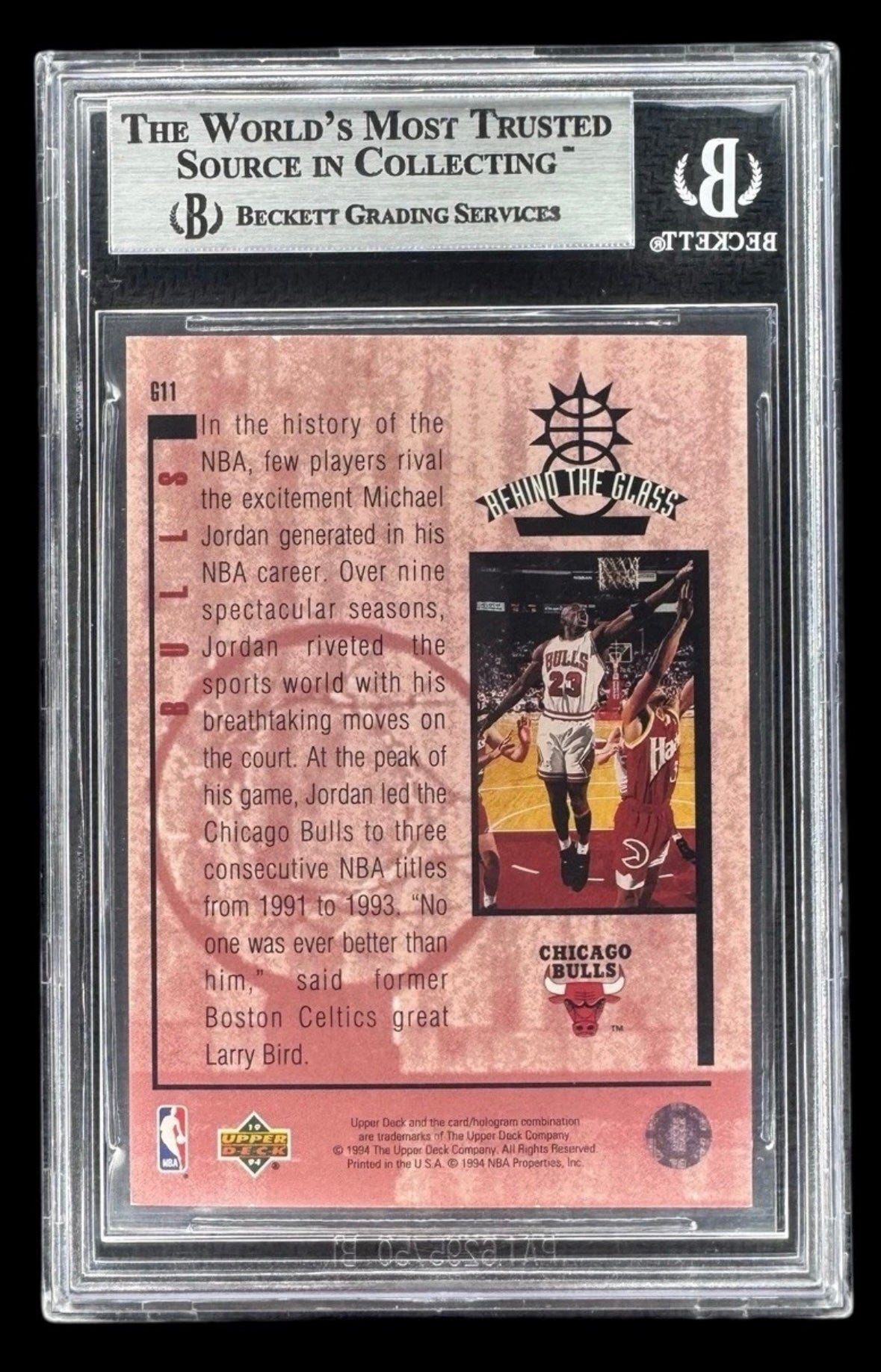 1993-94 Upper Deck SE BEHIND THE GLASS #G11 Michael Jordan BGS 8.5+