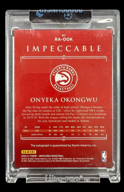 2020-21 Panini Impeccable Rookie Auto Gold /10 Onyeka Okongwu #RA-OOK Auto RC