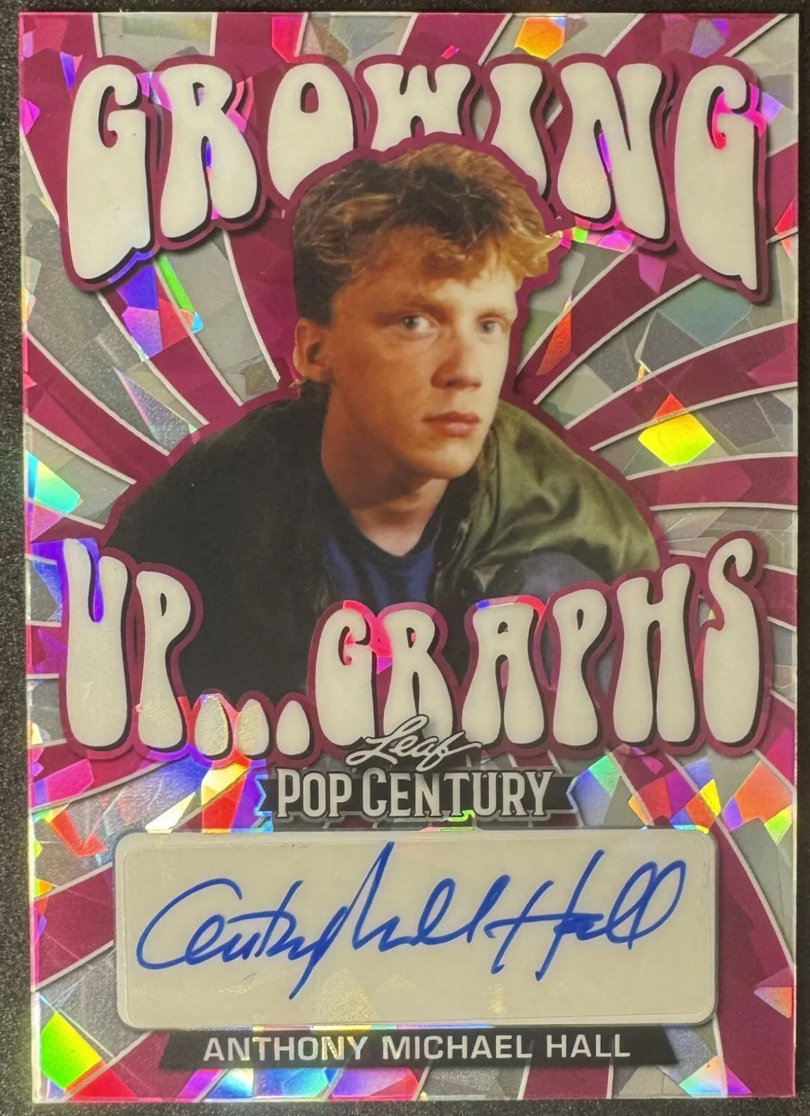 2022 Leaf Pop Century Anthony Michael Hall Auto Pink Crystal Growing Up.. #'d /7